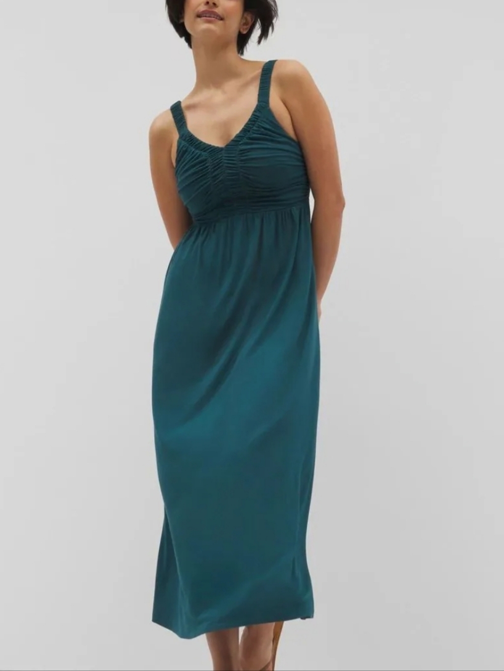 Soma Cabana Deep Teal Ruched Midi Bra Dress with Wide Straps